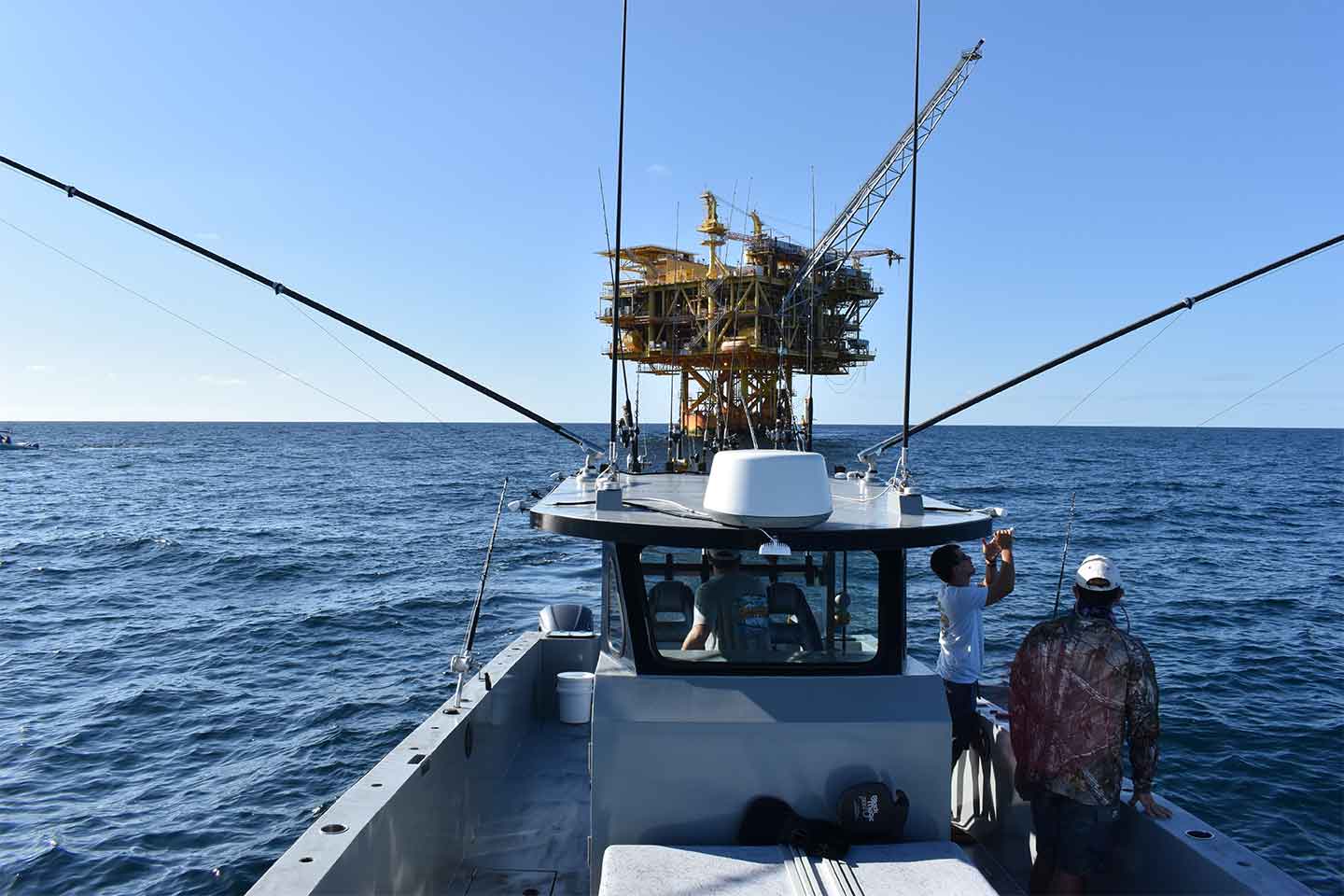 paradise outfitters charter tuna fishing at an oil rig in the Louisiana Gulf